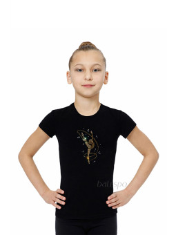BALESPO Gold Crystal Gymnastics T-Shirt — Slim Fit for Girls