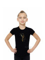 BALESPO Gold Crystal Gymnastics T-Shirt — Slim Fit for Girls
