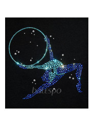 Gymnastics tight-fitting t-shirt BALESPO BC210.3-100 with blue crystals "Gymnast with hoop"