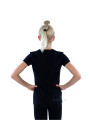 Gymnastics tight-fitting t-shirt BALESPO BC210.3-100 with blue crystals "Gymnast with hoop"
