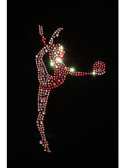 Gymnastics tight-fitting t-shirt BALESPO BC210.2-100 black with pink crystals "Gymnast with ball"
