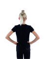 Gymnastics tight-fitting t-shirt BALESPO BC210.2-100 black with pink crystals "Gymnast with ball"