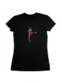 Gymnastics tight-fitting t-shirt BALESPO BC210.2-100 black with pink crystals "Gymnast with ball"