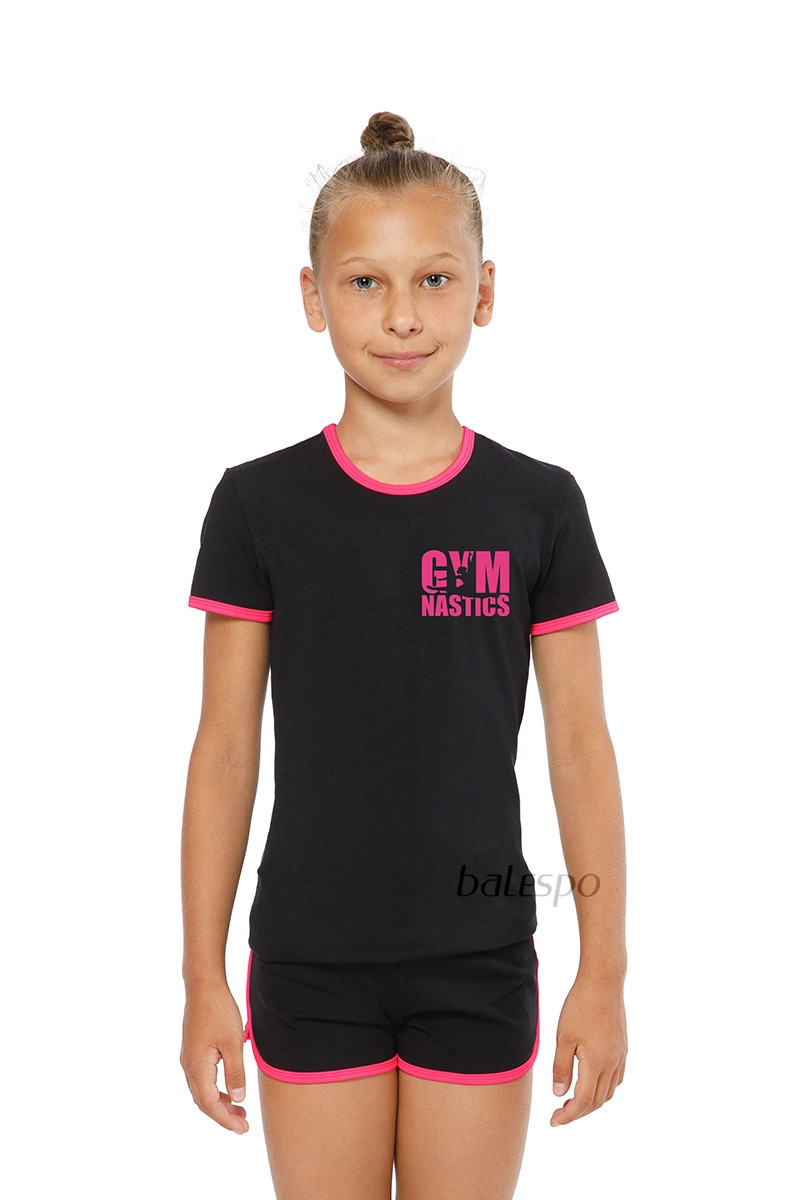 Gymnastics T-shirt BALESPO RGC 210-100 with colored trim and print GYMNASTICS
