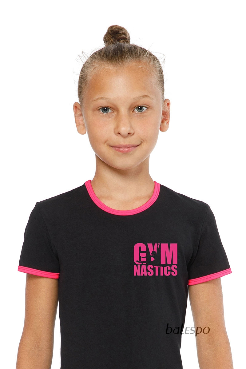 Gymnastics T-shirt BALESPO RGC 210-100 with colored trim and print GYMNASTICS