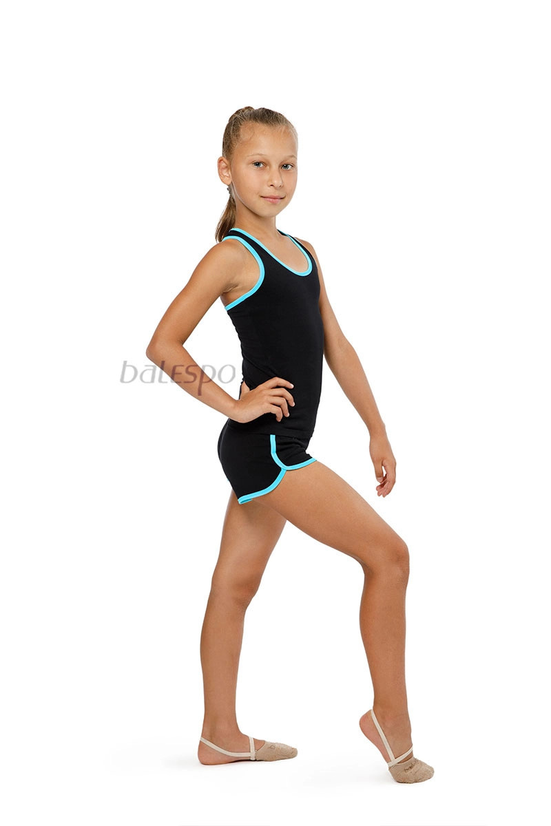 Gymnastics racerback tank top BALESPO RGC 240-100.2 black with turquoise trim