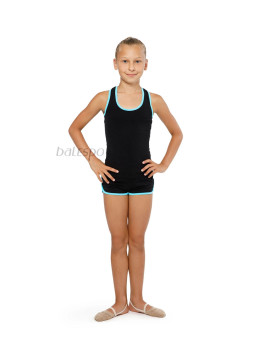 Gymnastics racerback tank top BALESPO RGC 240-100.2 black with turquoise trim