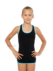 Gymnastics racerback tank top BALESPO RGC 240-100.2 black with turquoise trim