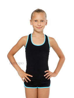Gymnastics racerback tank top BALESPO RGC 240-100.2 black with turquoise trim