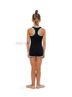 Gymnastics racerback tank top BALESPO RGC 240-100.2 black with turquoise trim
