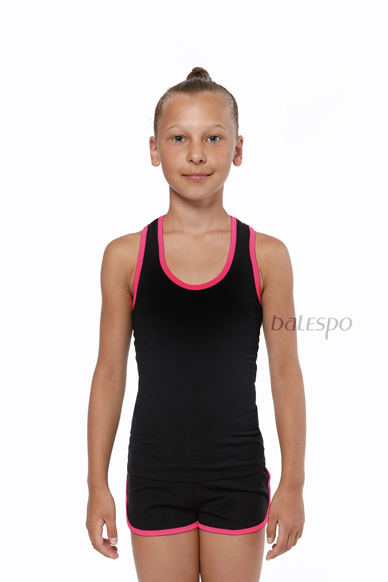 Gymnastics racerback tank top BALESPO RGC 240-100.1 black with pink trim