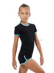Gymnastics T-shirt BALESPO RGC 210-100.2 black with turquoise trim