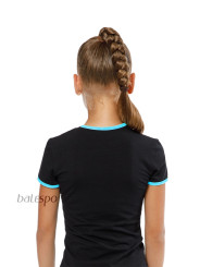 Gymnastics T-shirt BALESPO RGC 210-100.2 black with turquoise trim