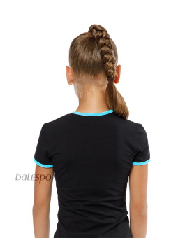 Gymnastics T-shirt BALESPO RGC 210-100.2 black with turquoise trim