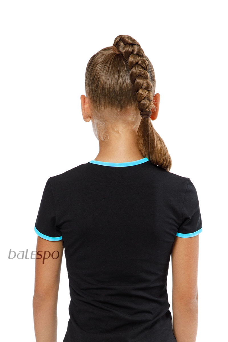 Gymnastics T-shirt BALESPO RGC 210-100.2 black with turquoise trim