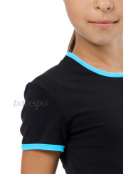 Gymnastics T-shirt BALESPO RGC 210-100.2 black with turquoise trim