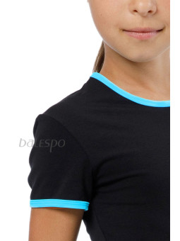 Gymnastics T-shirt BALESPO RGC 210-100.2 black with turquoise trim