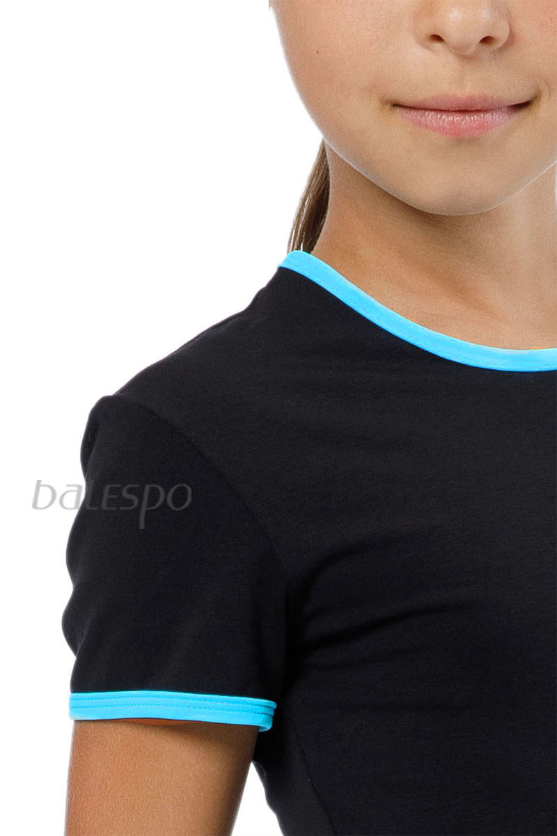 Gymnastics T-shirt BALESPO RGC 210-100.2 black with turquoise trim