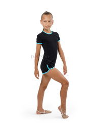 Gymnastics T-shirt BALESPO RGC 210-100.2 black with turquoise trim