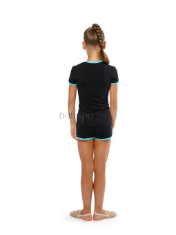 Gymnastics T-shirt BALESPO RGC 210-100.2 black with turquoise trim