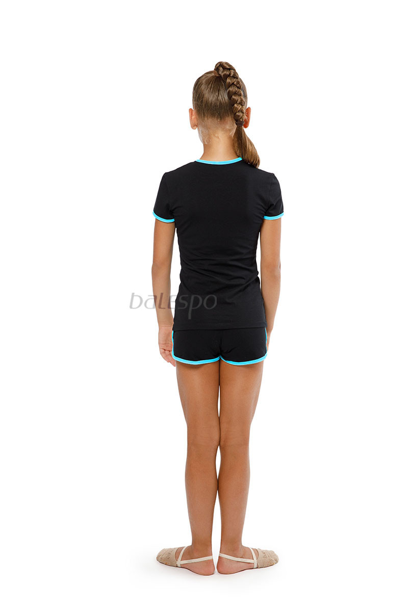 Gymnastics T-shirt BALESPO RGC 210-100.2 black with turquoise trim