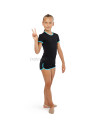 Gymnastics T-shirt BALESPO RGC 210-100.2 black with turquoise trim