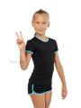 Gymnastics T-shirt BALESPO RGC 210-100.2 black with turquoise trim