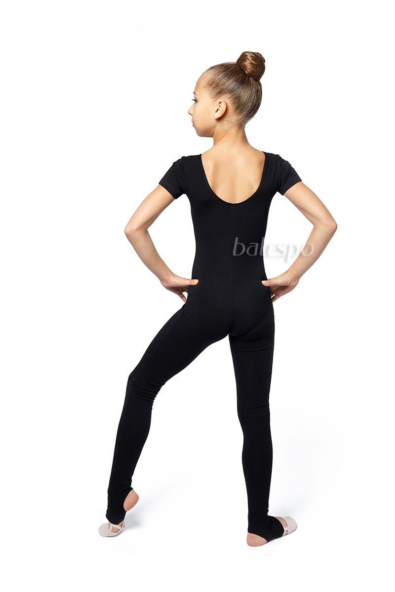 Short-sleeve gymnastic unitard with stirrup leggings BALESPO BC 450-100