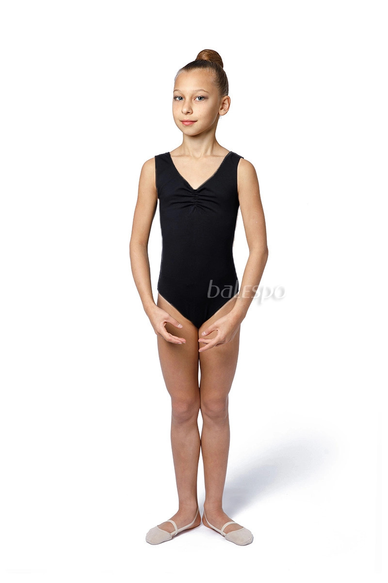Ballet leotard with tank sleeves and a ruched front BALESPO ВС 380-100 black