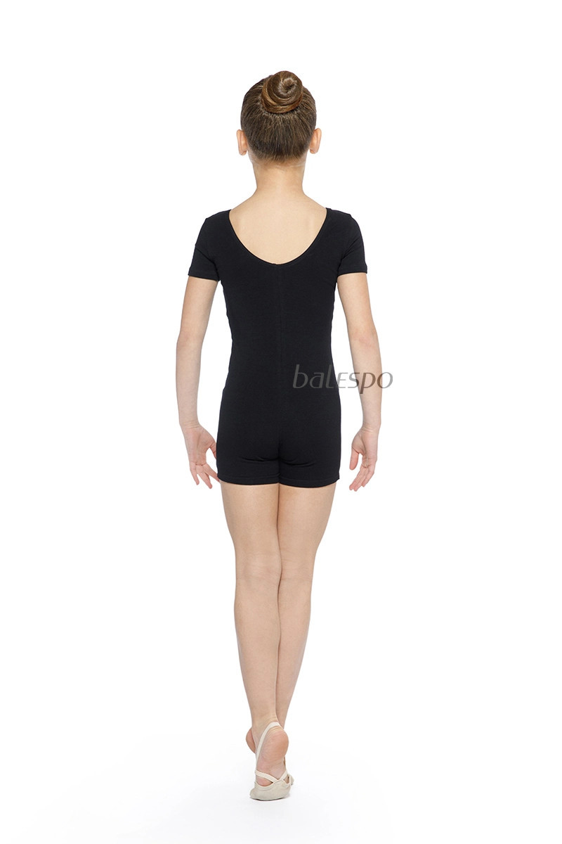 Short-sleeve gymnastics biketard BALESPO BC 410-100 black