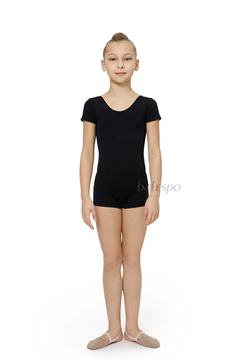 Short-sleeve gymnastics biketard BALESPO BC 410-100 black