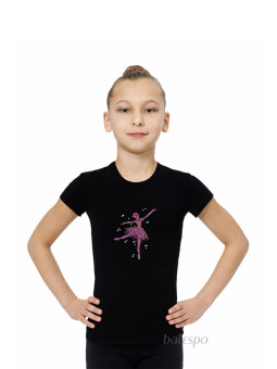 T-shirt for dancers BALESPO BC210.7-100 with pink crystals "Dancer