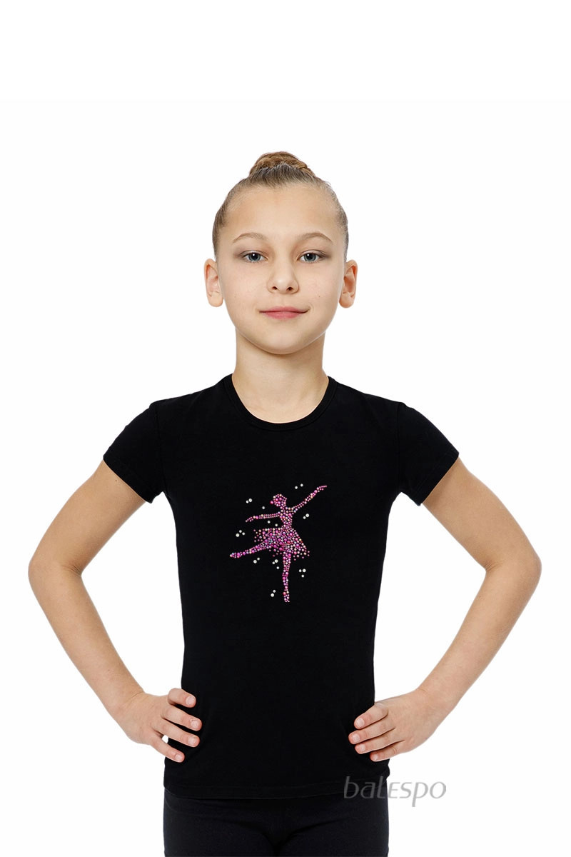 T-shirt for dancers BALESPO BC210.7-100 with pink crystals "Dancer