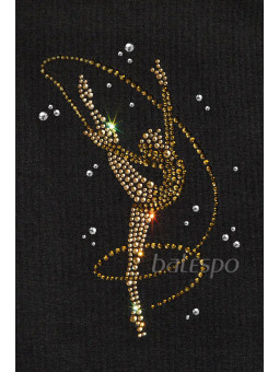 BALESPO Gold Crystal Gymnastics T-Shirt — Slim Fit for Girls