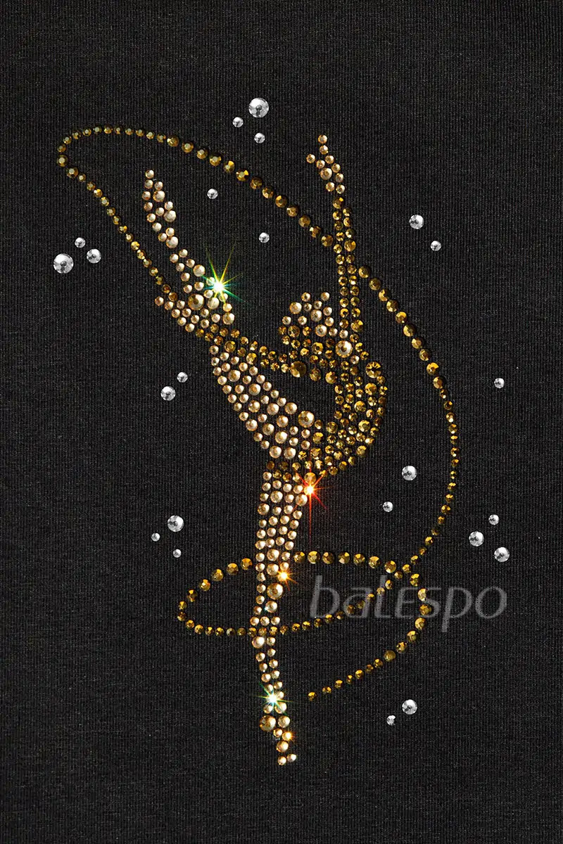 BALESPO Gold Crystal Gymnastics T-Shirt — Slim Fit for Girls